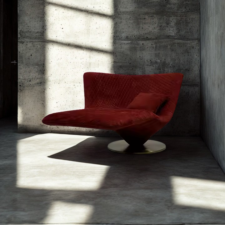 The Axis Lounge – Swivel Chair in Oxblood Velvet