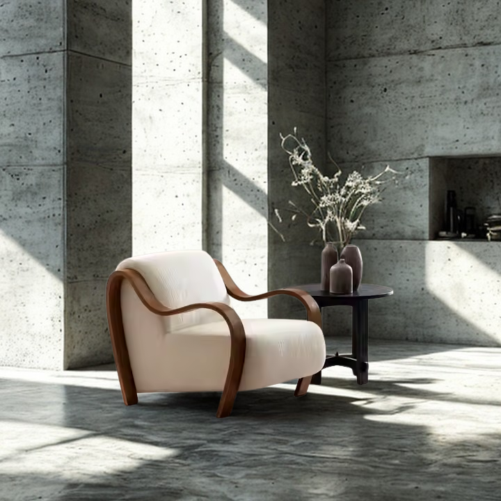 The Curve Lounge – Sculpted Armchair in Cream
